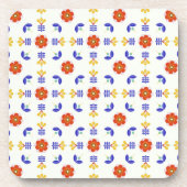 Folk Art Neon Flower Geometric Pattern Bier Onderzetter (Voorkant)