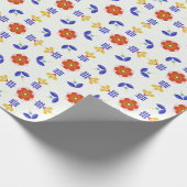 Folk Art Neon Flower Geometric Pattern Cadeaupapier (Hoek)