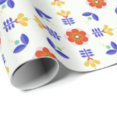 Folk Art Neon Flower Geometric Pattern Cadeaupapier (Rol Hoek)