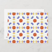 Folk Art Neon Flower Geometric Pattern Feestdagenkaart (Voorkant / Achterkant)