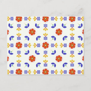 Folk Art Neon Flower Geometric Pattern Feestdagenkaart