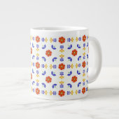 Folk Art Neon Flower Geometric Pattern Grote Koffiekop (Voorkant rechts)