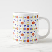 Folk Art Neon Flower Geometric Pattern Grote Koffiekop (Rechts)