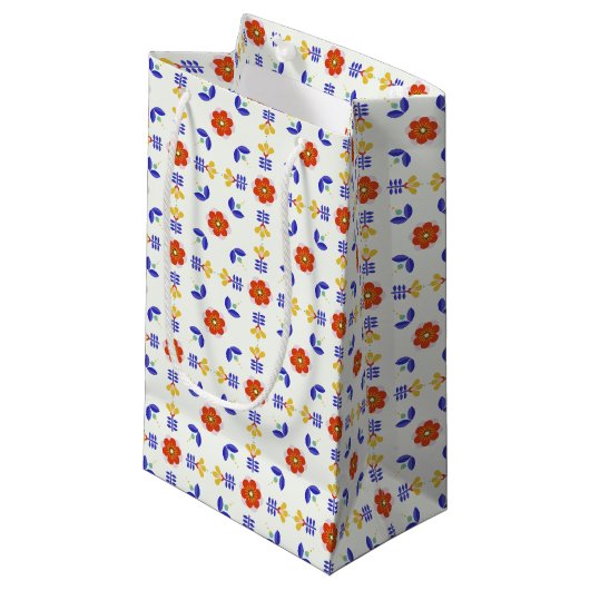 Folk Art Neon Flower Geometric Pattern Klein Cadeauzakje (Voorkant Gekanteld)