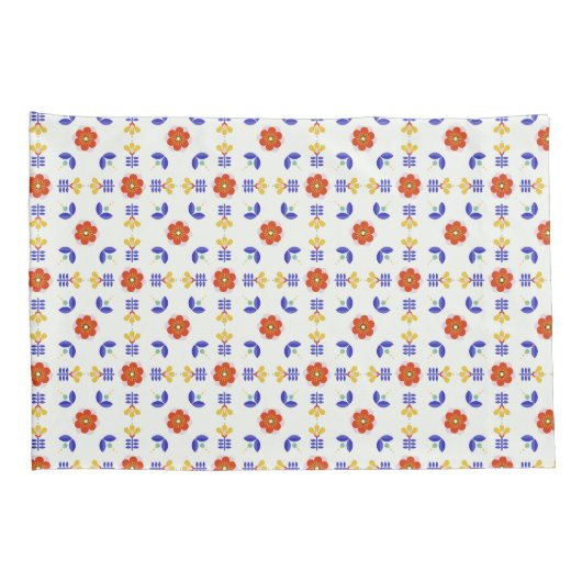 Folk Art Neon Flower Geometric Pattern Kussensloop (Achterkant-Rechts)