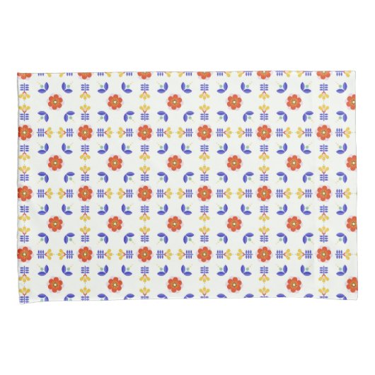 Folk Art Neon Flower Geometric Pattern Kussensloop (Voorkant-Rechts)