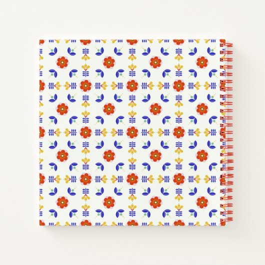 Folk Art Neon Flower Geometric Pattern Notitieboek (Achterkant)