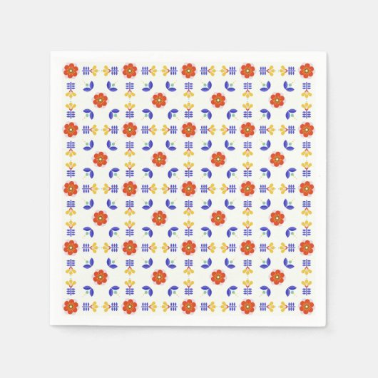 Folk Art Neon Flower Geometric Pattern Servet (Voorkant)