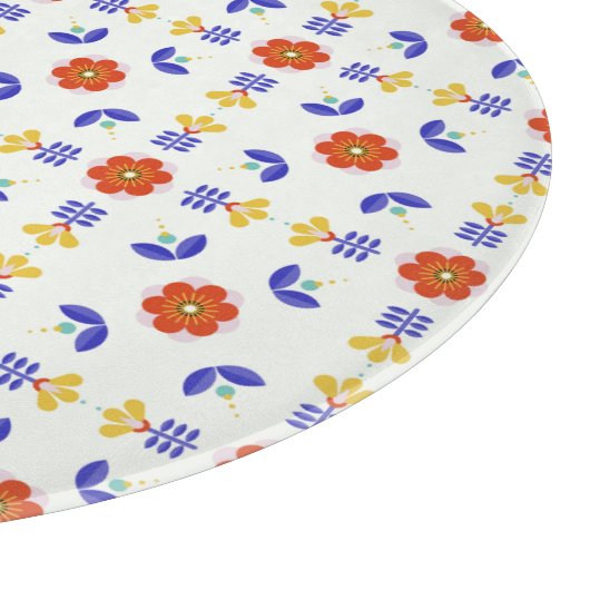 Folk Art Neon Flower Geometric Pattern Snijplank (Hoek)