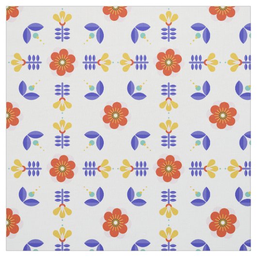 Folk Art Neon Flower Geometric Pattern Stof (Swatch)