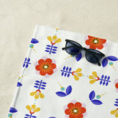 Folk Art Neon Flower Geometric Pattern Strandlaken (In situ)