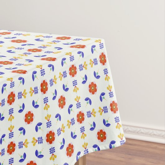 Folk Art Neon Flower Geometric Pattern Tafelkleed (Voorbeeld)