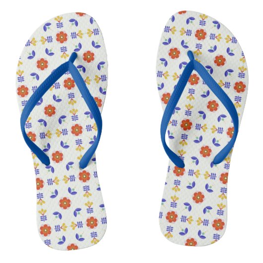 Folk Art Neon Flower Geometric Pattern Teenslippers (Voetbed)