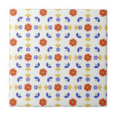 Folk Art Neon Flower Geometric Pattern Tegeltje (Voorkant)