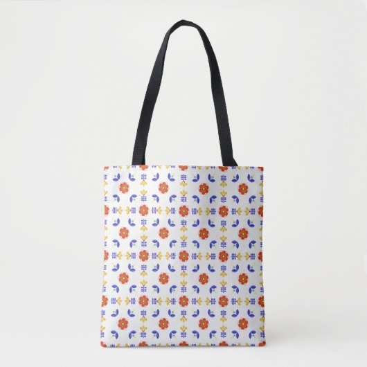 Folk Art Neon Flower Geometric Pattern Tote Bag (Voorkant)