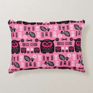 Folk Art Nordic Owl Accent Kussen
