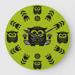 Folk Art Nordic Owl Grote Klok