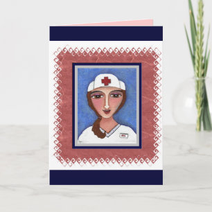 Folk Art Nurse - RN / verpleegkundig wenskaart Kaart