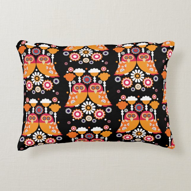 Folk Art Owl Accent Kussen (Voorkant)