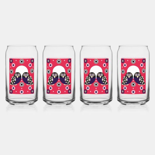 Folk Art Owl Blikvorm Glas (Voorkant)