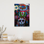 FOLK ART OWL DAY OF THE DODE PAINTING POSTER (Keuken)