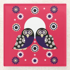 Folk Art Owl Glazen Onderzetter
