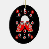 Folk Art Owl Keramisch Ornament (Rechts)