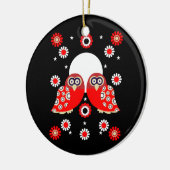 Folk Art Owl Keramisch Ornament (Links)