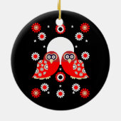 Folk Art Owl Keramisch Ornament (Achterkant)