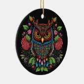 Folk Art Owl Keramisch Ornament (Rechts)