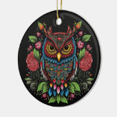 Folk Art Owl Keramisch Ornament (Links)