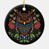 Folk Art Owl Keramisch Ornament (Achterkant)