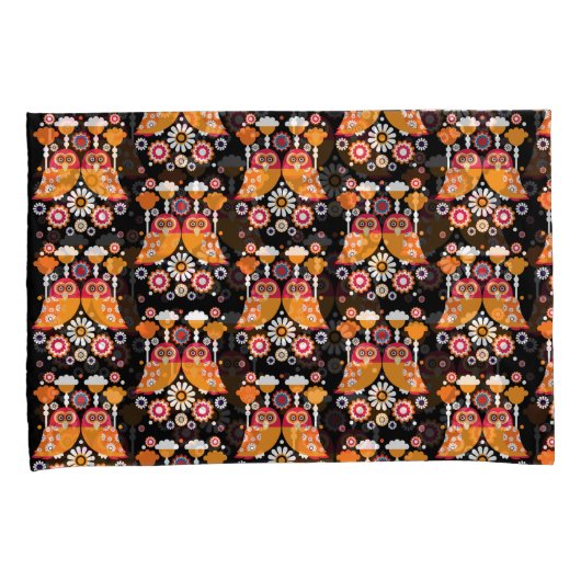 Folk Art Owl Kussensloop (Voorkant-Rechts)