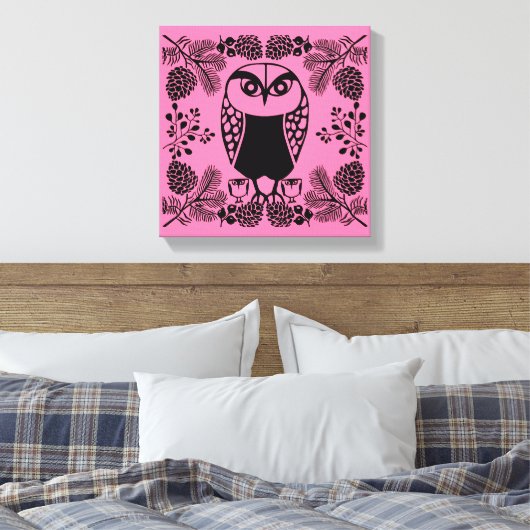 Folk Art Owl Prints (Insitu (Slaapkamer))