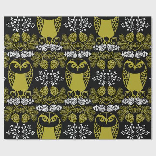 Folk Art Owl Prints Cadeaupapier (Vlak)