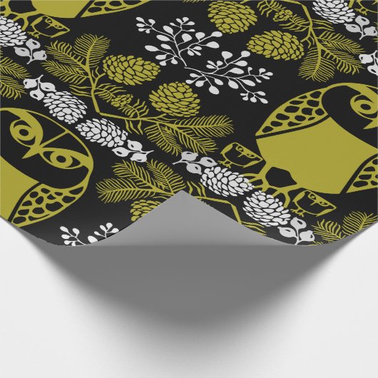 Folk Art Owl Prints Cadeaupapier (Hoek)