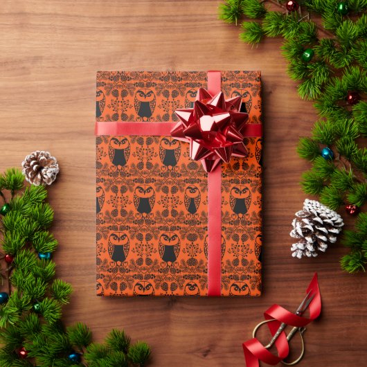 Folk Art Owl Prints Cadeaupapier (Feestdagen Geschenken)