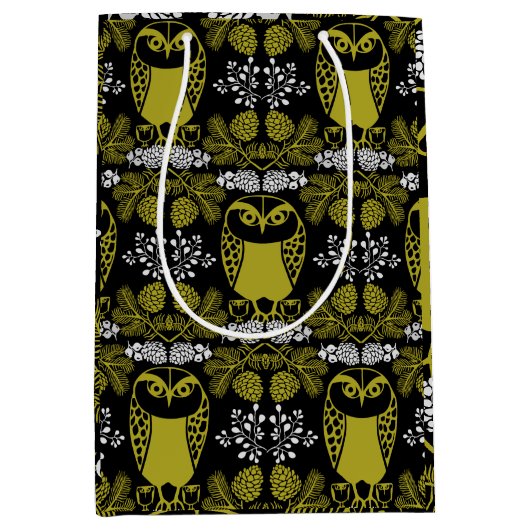 Folk Art Owl Prints Medium Cadeauzakje (Voorkant)