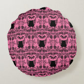 Folk Art Owl Prints Rond Kussen (Achterkant)