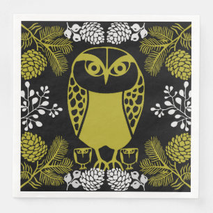 Folk Art Owl Prints Servet