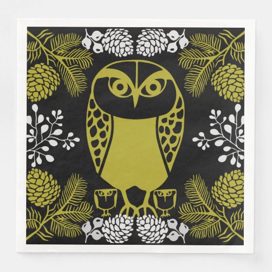 Folk Art Owl Prints Servet (Voorkant)