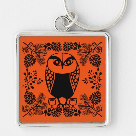 Folk Art Owl Prints Sleutelhanger (Voorkant)