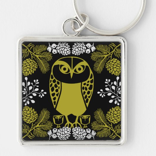 Folk Art Owl Prints Sleutelhanger (Voorkant)
