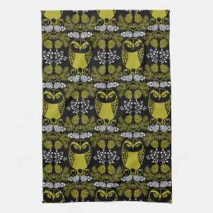 Folk Art Owl Prints Theedoek