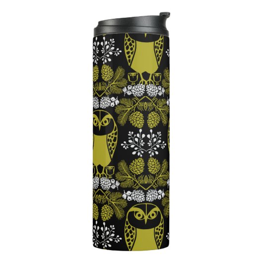 Folk Art Owl Prints Thermosbeker (Gedraaid links)
