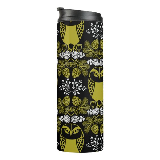 Folk Art Owl Prints Thermosbeker (Geroteerd rechts)