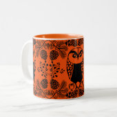 Folk Art Owl Prints Tweekleurige Koffiemok (Voorkant links)