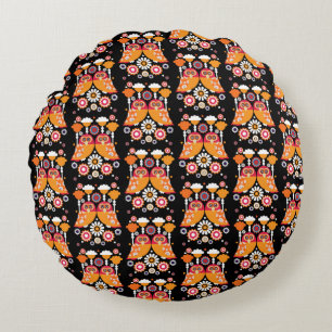 Folk Art Owl Rond Kussen