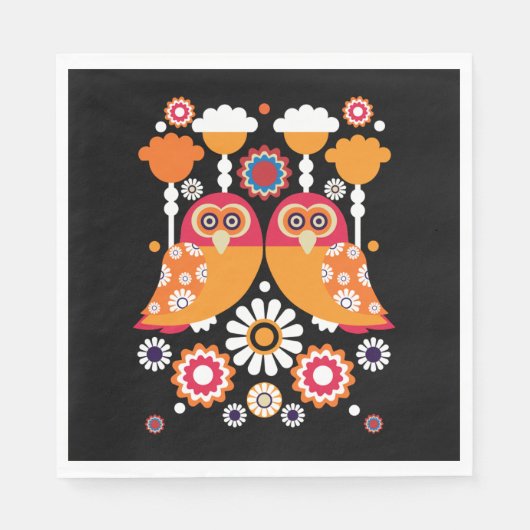 Folk Art Owl Servet (Voorkant)