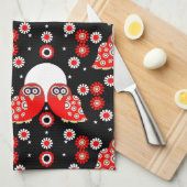 Folk Art Owl Theedoek (Quarter Fold)